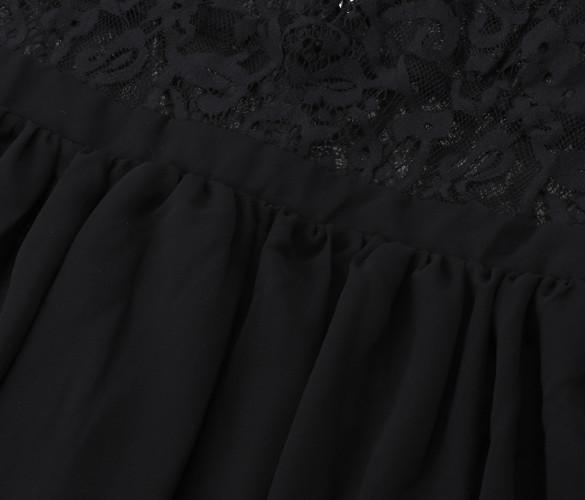 Deep V-neck V-back Backless Lace Little Black Dress