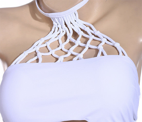 Halter Hollow Out Push Up Padded Bra And Briefs Bikinis Set - MeetYoursFashion - 6