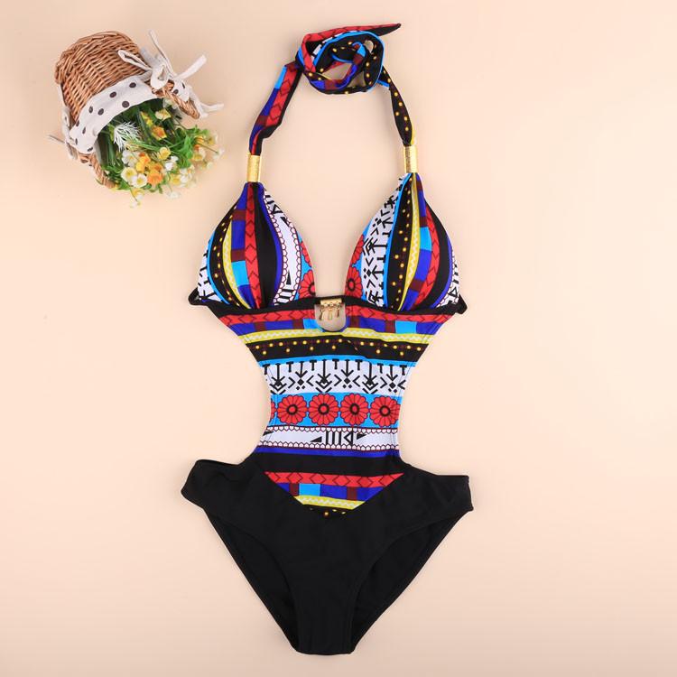One Piece Bohemia Padded Bandage Backless Bikini Swimwear - MeetYoursFashion - 4