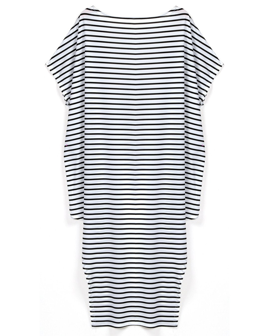 Loose One Shoulder Bat-wing Sleeve Stripe Irregular Plus Size Dress