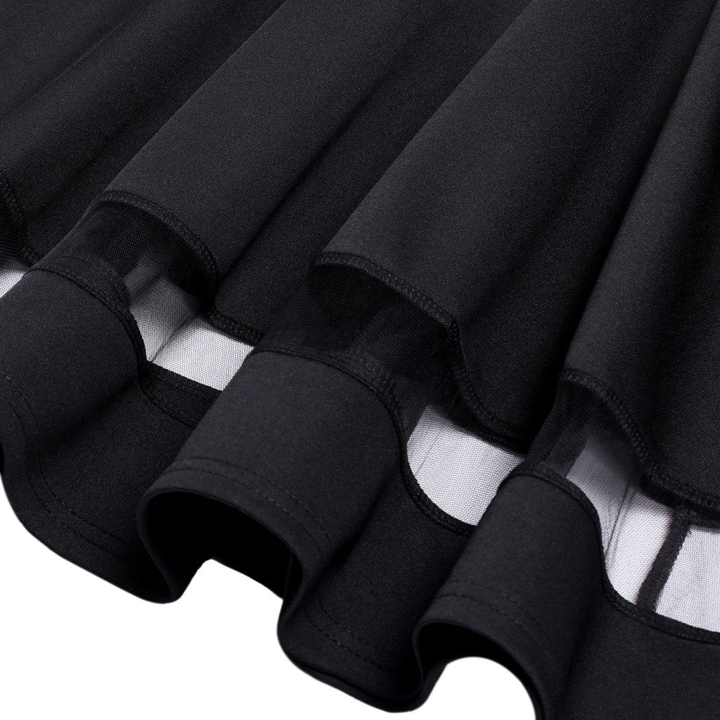 Stylish Women Sexy Long Sleeve High Waist Casual Patchwork Mini Pleated Dress