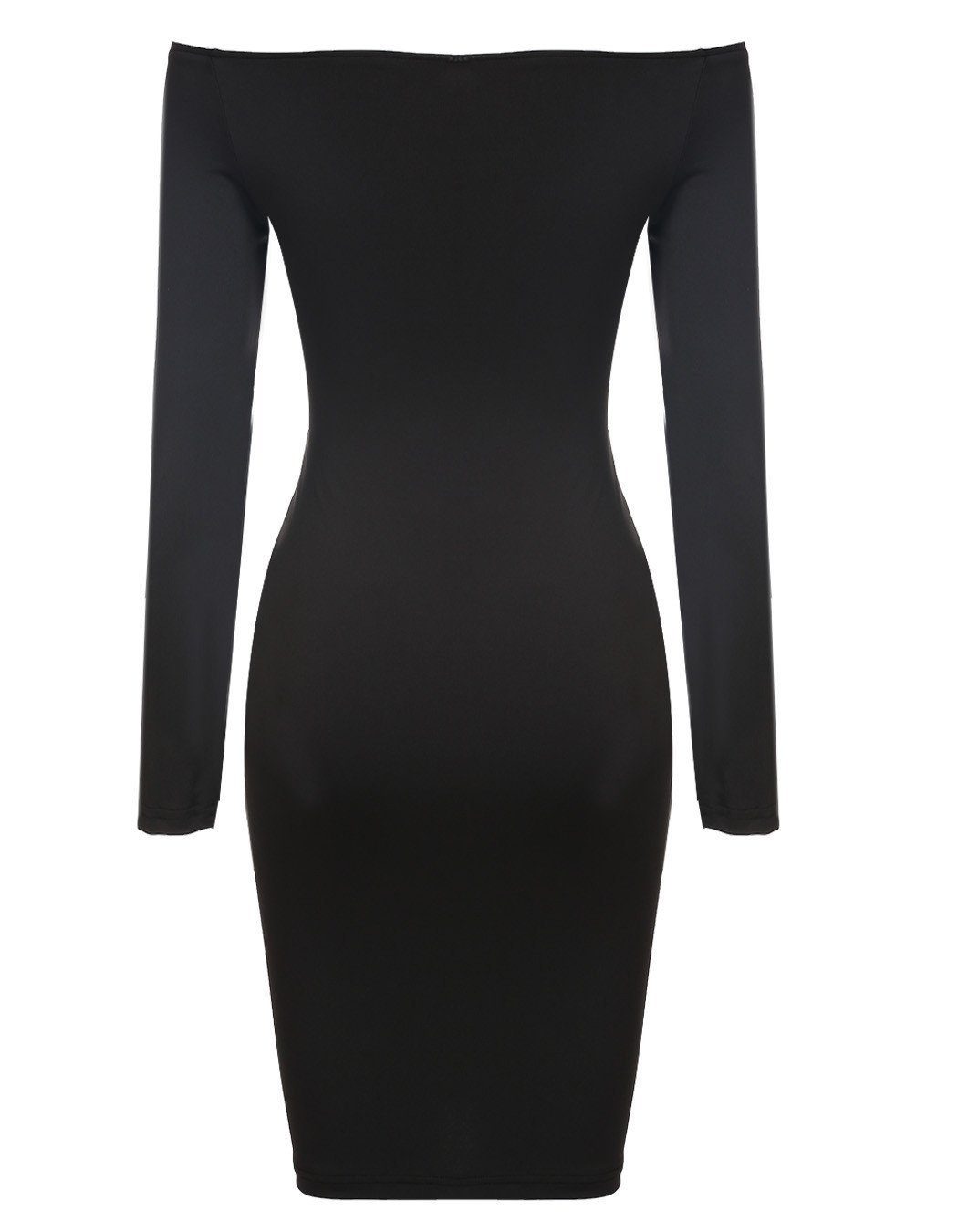 Off Shoulder Long Sleeve Button Bodycon Knee-length Dress