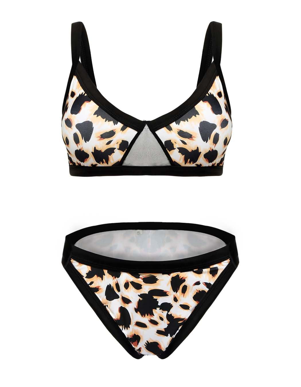 Stylish Print Straps V-neck Low Waist Bikini Set - Meet Yours Fashion - 9
