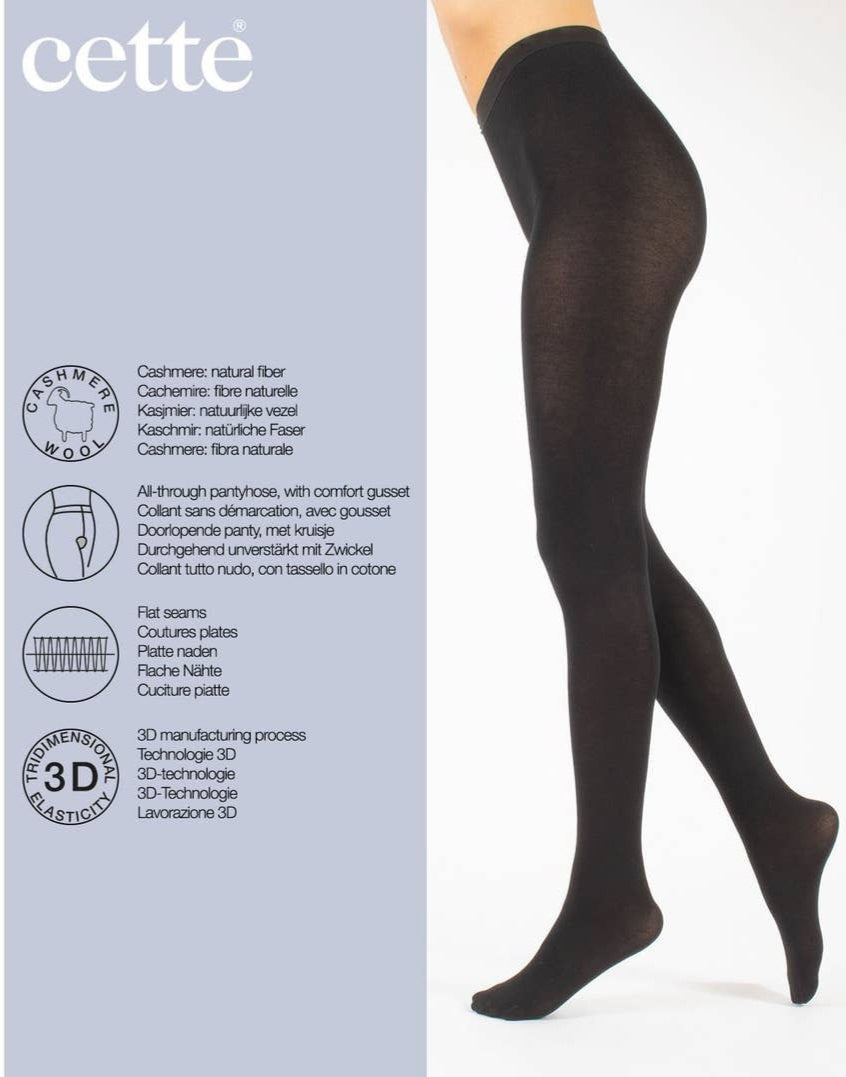 WOMEN'S BLACK CASHMERE WOOL TIGHTS 150 DEN, WOOL PANTYHOSE, WINTER TIGHTS