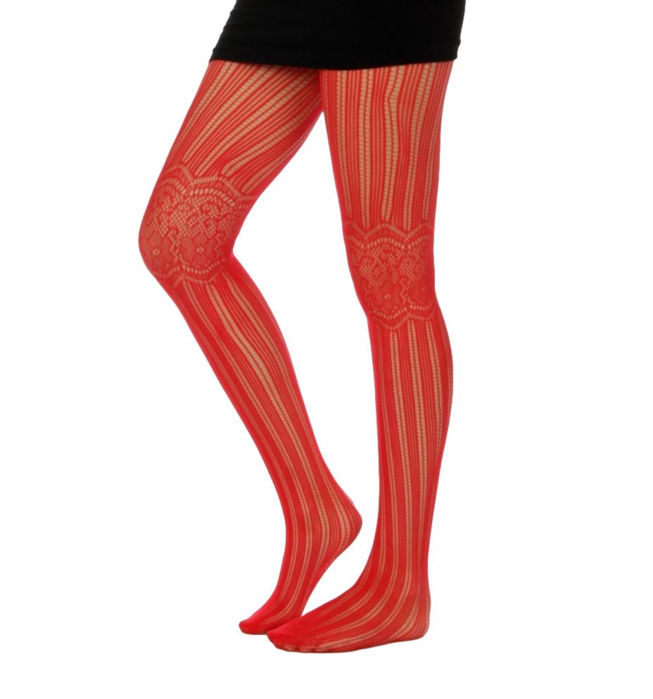 WOMEN'S RED FISHNET TIGHTS, PANTYHOSE