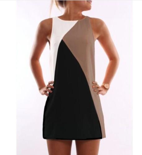 Contrast Color Plus Size Loose Short Tank Dress