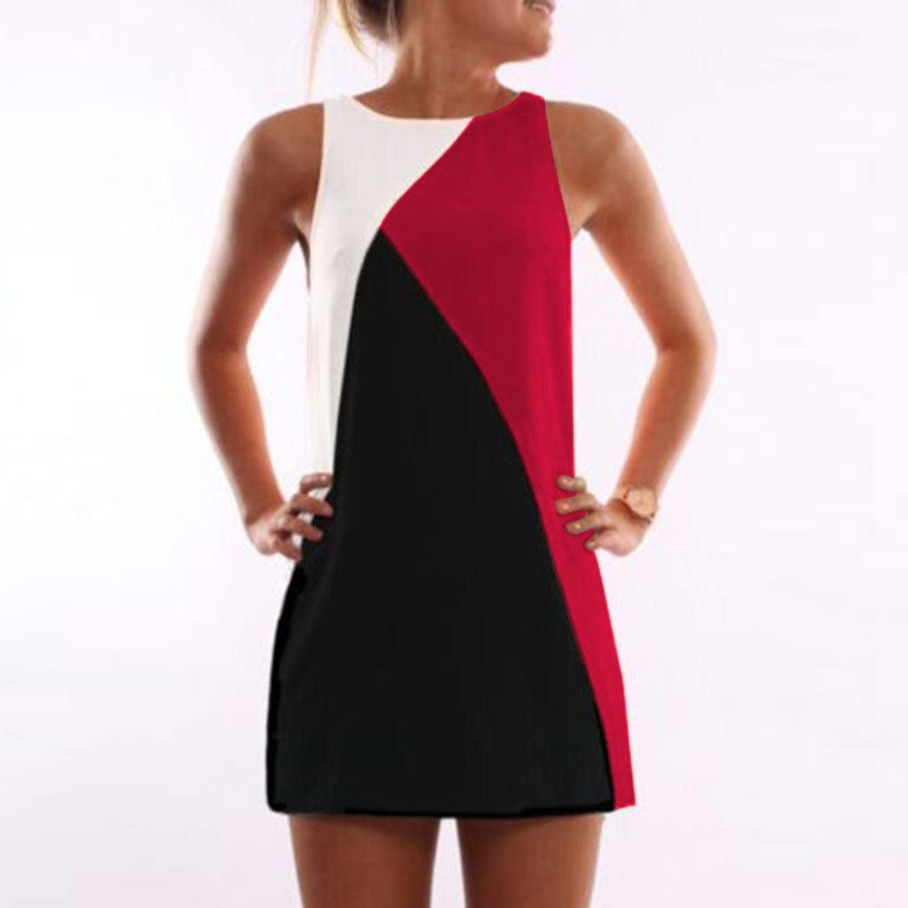Contrast Color Plus Size Loose Short Tank Dress