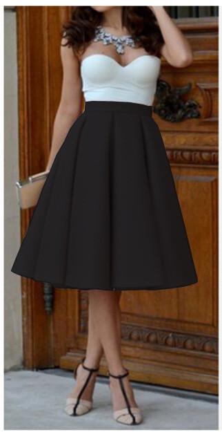 Sexy Strapless Slim Sleeveless Pure Color High Waist Pleated A-line Dress