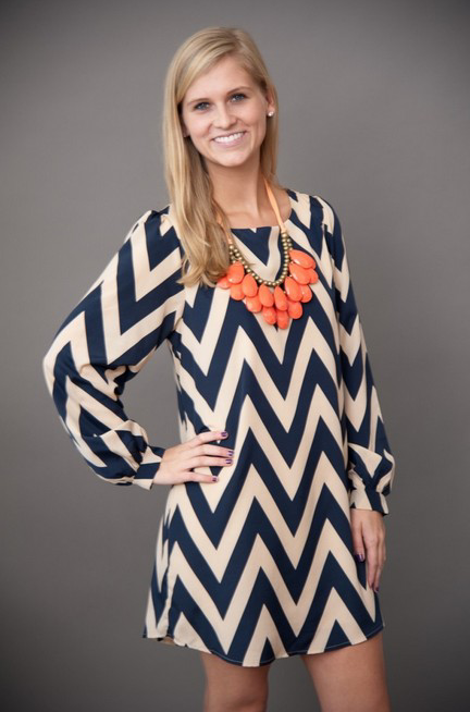 Stripe O-neck Long Sleeve Short Dress