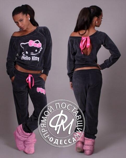 Hello Kitty Print T-shirt Pants Activewear Two Pieces Sports Suit