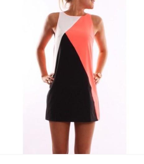 Contrast Color Plus Size Loose Short Tank Dress