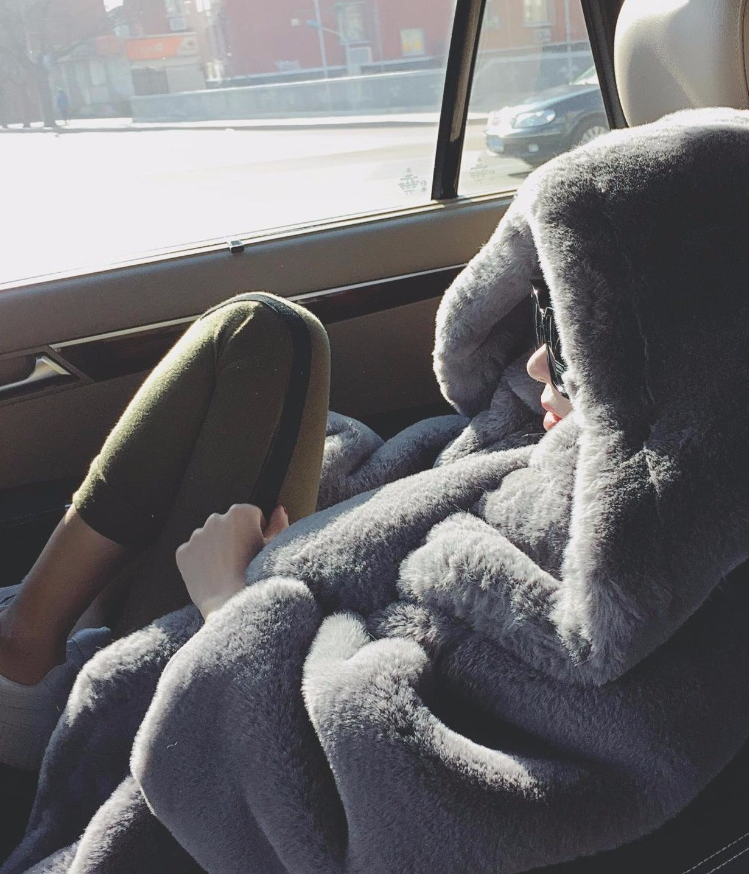 Warm Faux Rabbit Fur Solid Color Women Oversized Hooded Teddy Coat