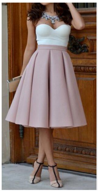 Sexy Strapless Slim Sleeveless Pure Color High Waist Pleated A-line Dress