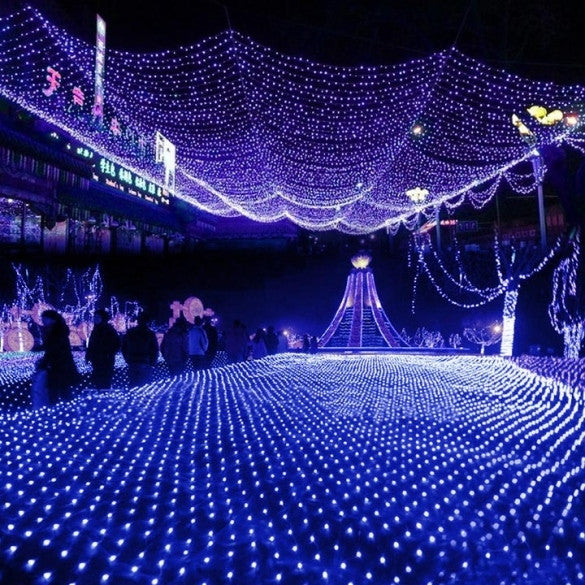 Blue 96 LED Net Mesh Fairy Lights Twinkle Lighting Christmas Wedding Party US/110V