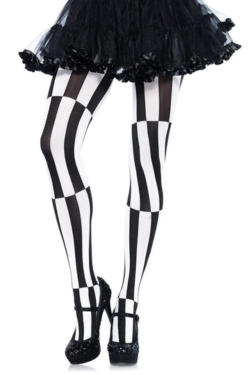 WOVEN OPAQUE STRIPED OPTICAL ILLUSION PANTYHOSE