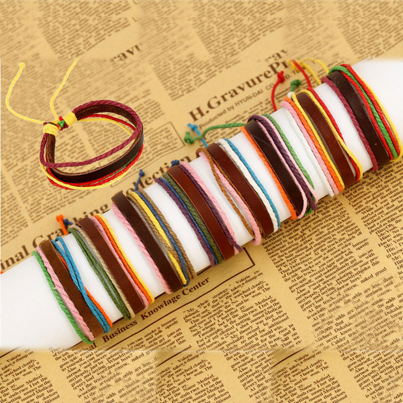 MULTICOLOR WOVEN LEATHER BRACELET