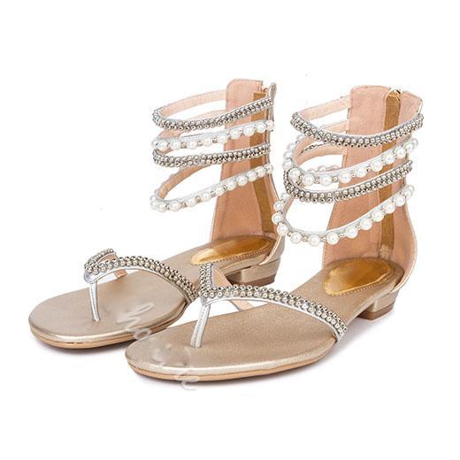 Free Shipping Clearence Beading Rhinestone Thong Women's Flat Flops Sandals