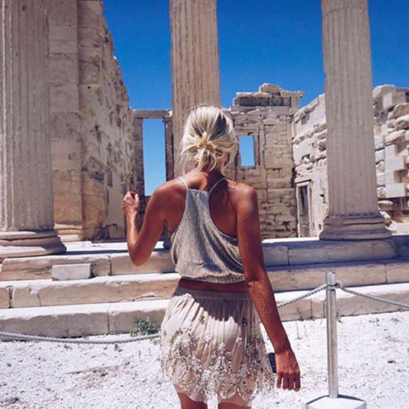 V-neck Pure Color Sleeveless Short Crop Top Vest