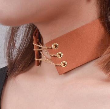WIDE LINT BELT LADY'S COLLARS NECKLACE