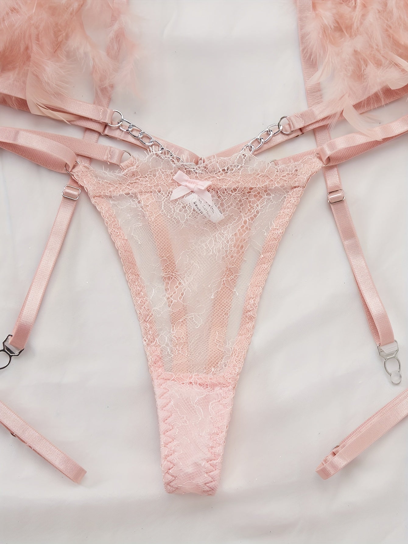 EUROPEAN AND AMERICAN FASHION LACE HOMEWEAR WITH CHAIN DETAIL SHEER BRA FOR WOMEN