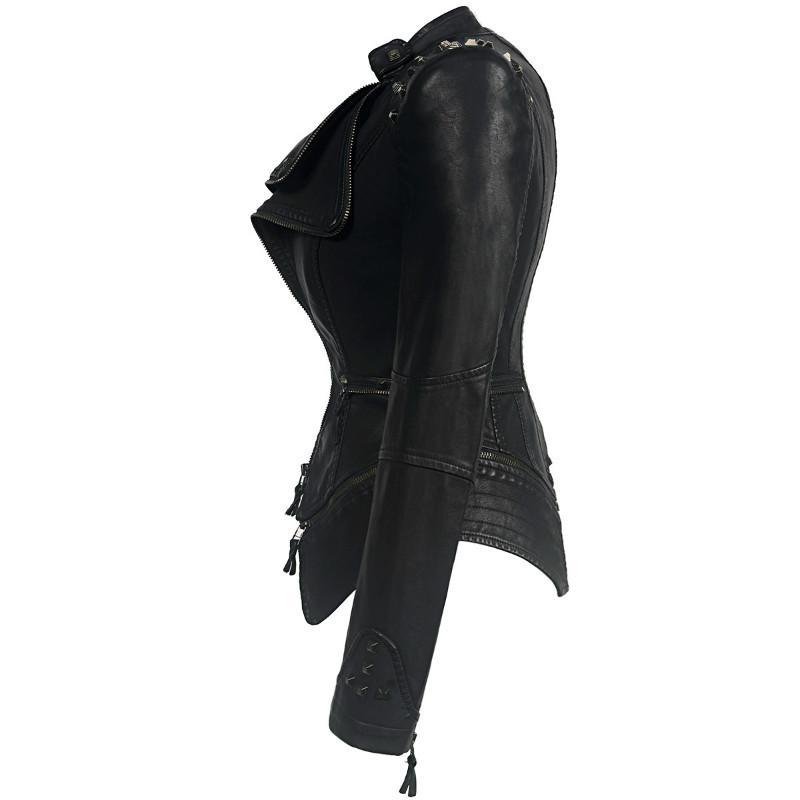 Punk-Shoulder Pad Moto Jacket