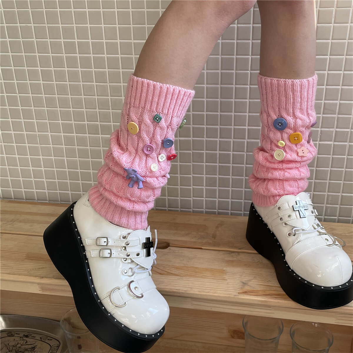 FASHION CANDY BUTTONS LEG WARMERS
