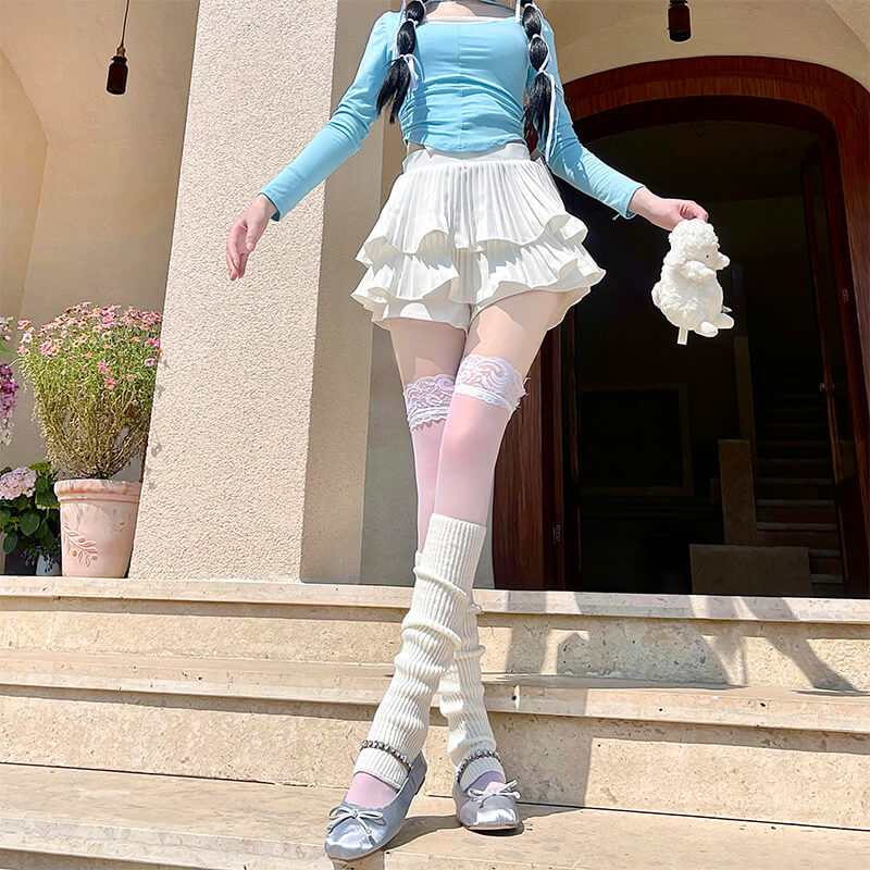 BALLERINA LACE STOCKINGS+LEG WARMERS