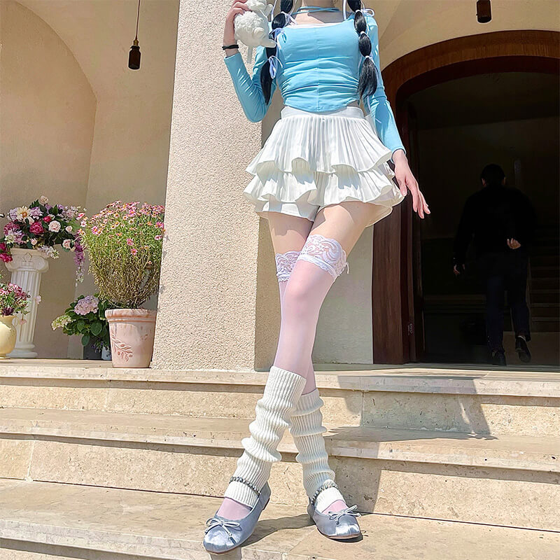 BALLERINA LACE STOCKINGS+LEG WARMERS