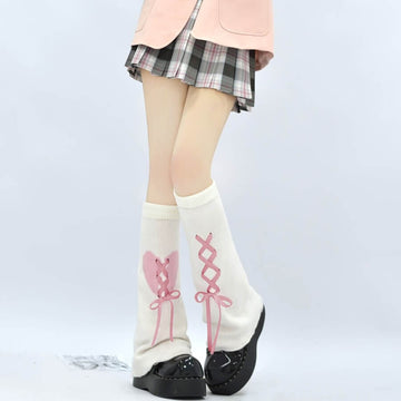 FASHION RIBBON HEART LEG WARMER