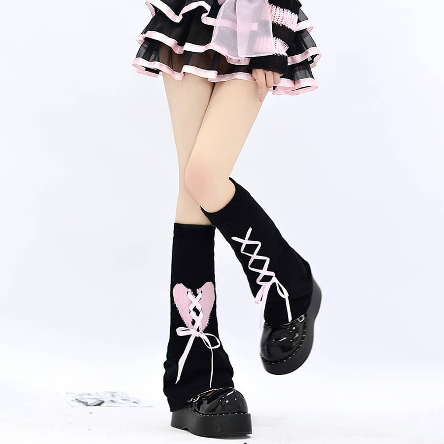 FASHION RIBBON HEART LEG WARMER