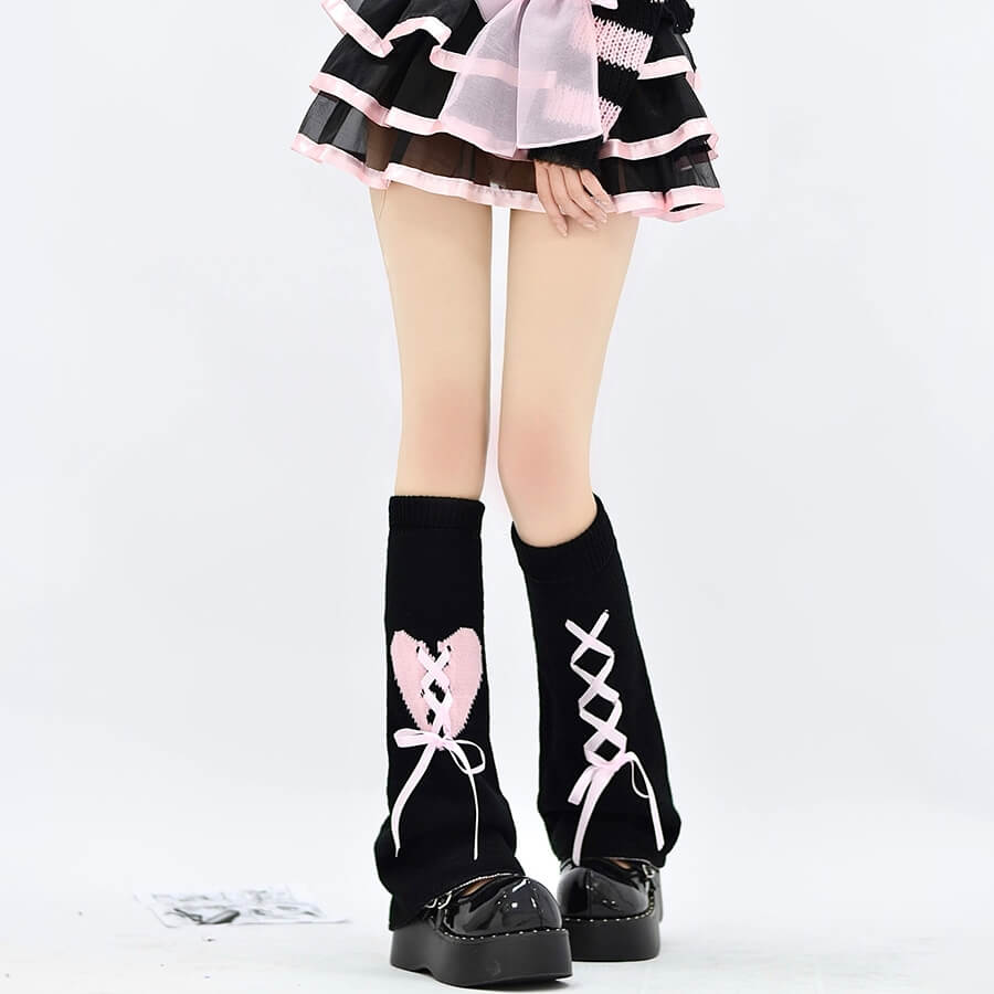 FASHION RIBBON HEART LEG WARMER