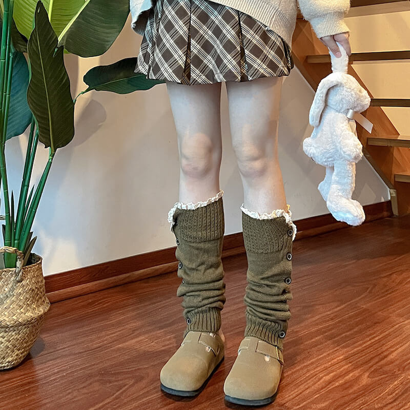 FASHION AESTHETIC BUTTON LACE LEG WARMERS