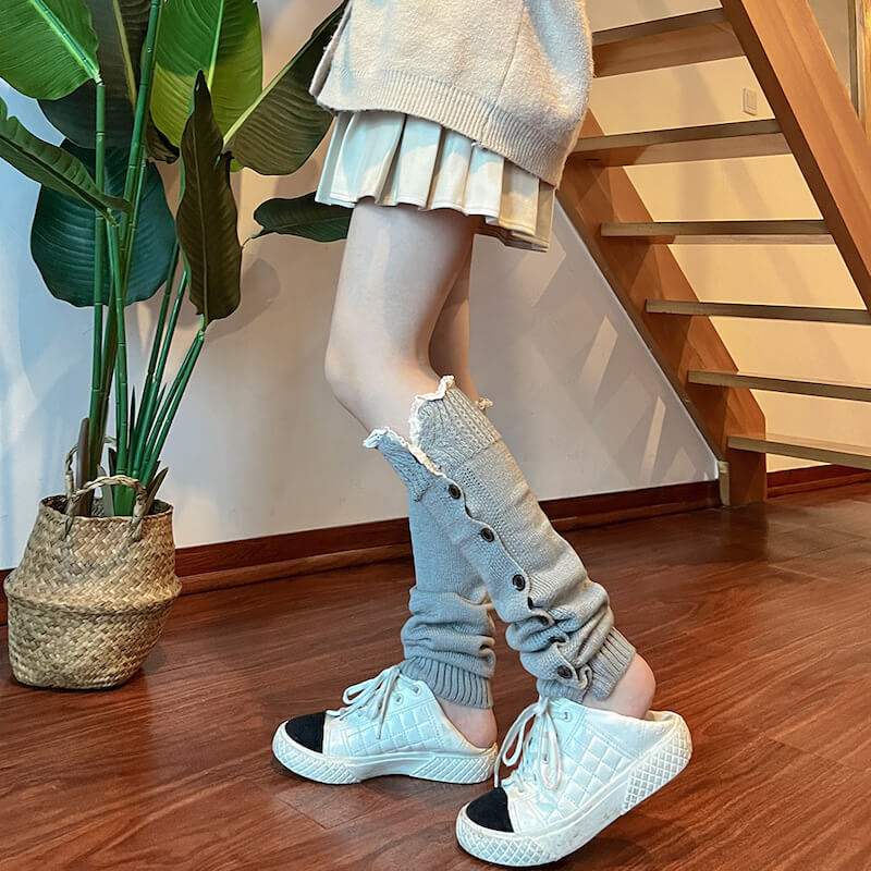 FASHION AESTHETIC BUTTON LACE LEG WARMERS