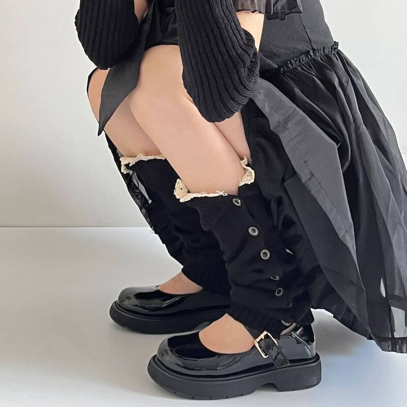 FASHION AESTHETIC BUTTON LACE LEG WARMERS