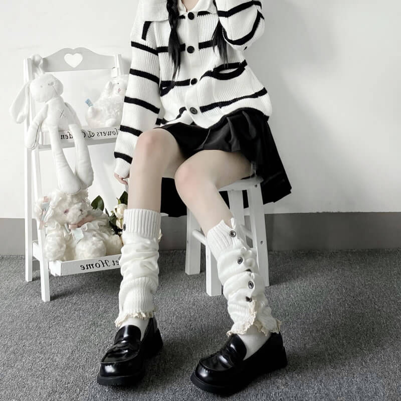 FASHION AESTHETIC BUTTON LACE LEG WARMERS
