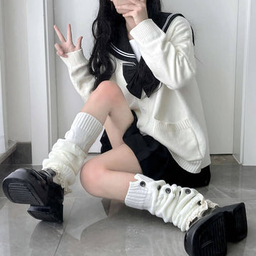 FASHION AESTHETIC BUTTON LACE LEG WARMERS
