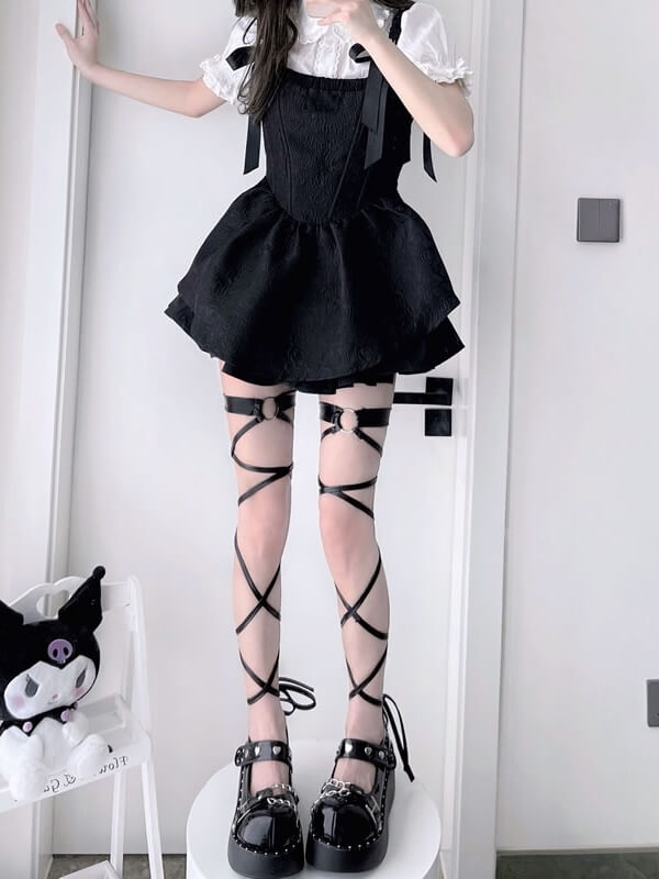 FASHION ALT GOTH RIBBON GARTER STOCKINGS