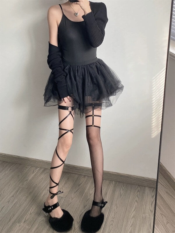 FASHION ALT GOTH RIBBON GARTER STOCKINGS