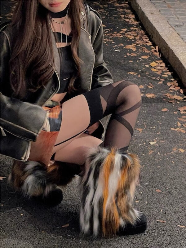 ALTERNATIVE BROWN FURRY LEG WARMERS