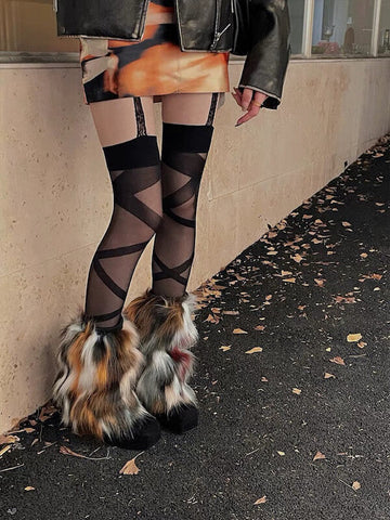 ALTERNATIVE BROWN FURRY LEG WARMERS