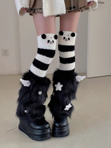NEW FASHION ANGEL WINGS FURRY LEG WARMERS