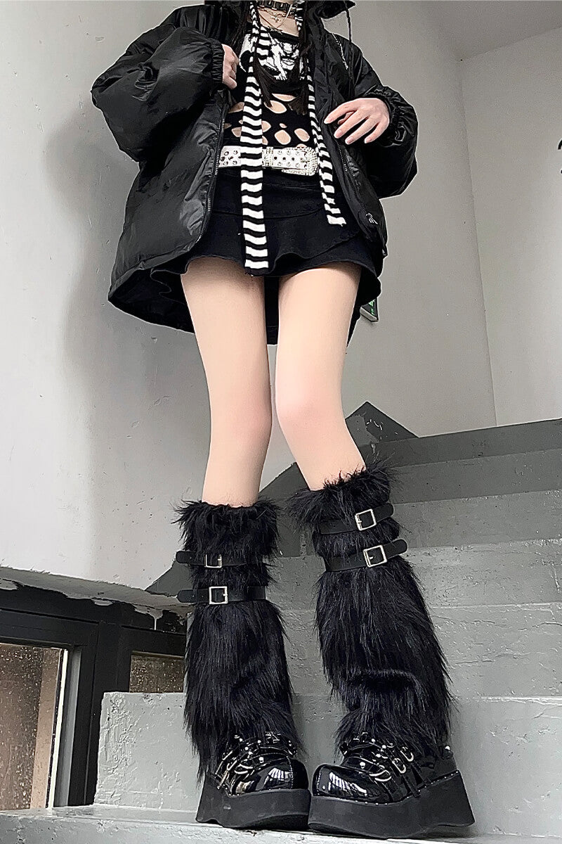 FASHION ARTIFICIAL FUR GARTERS LEG WARMERS