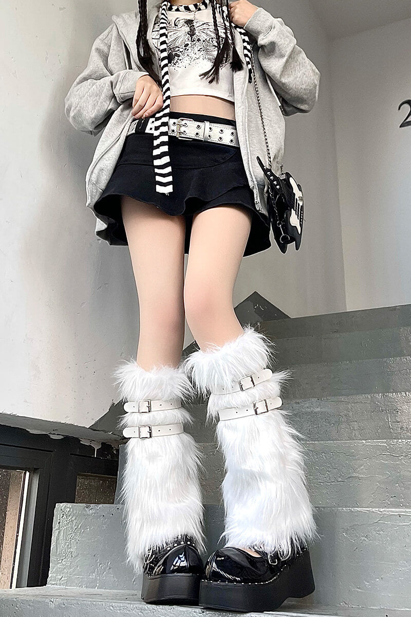 FASHION ARTIFICIAL FUR GARTERS LEG WARMERS