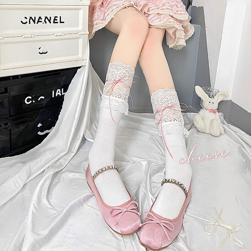 FASHION BALLET CORE RIBBON LACE STOCKINGS