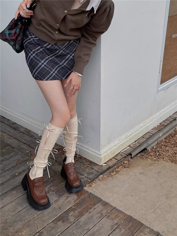 NEW FASHION BALLETCORE RIBBON BOW STOCKINGS