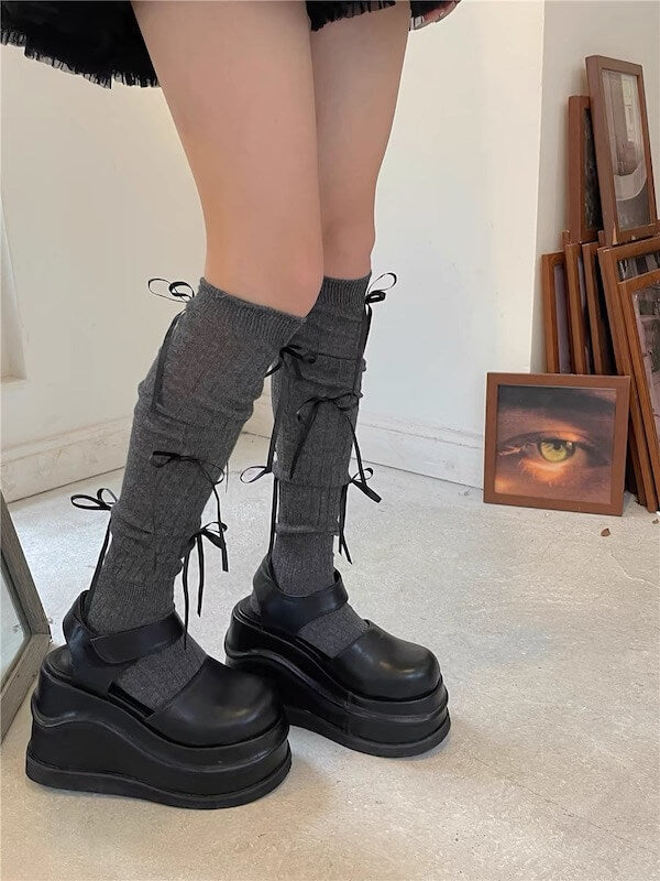 NEW FASHION BALLETCORE RIBBON BOW STOCKINGS