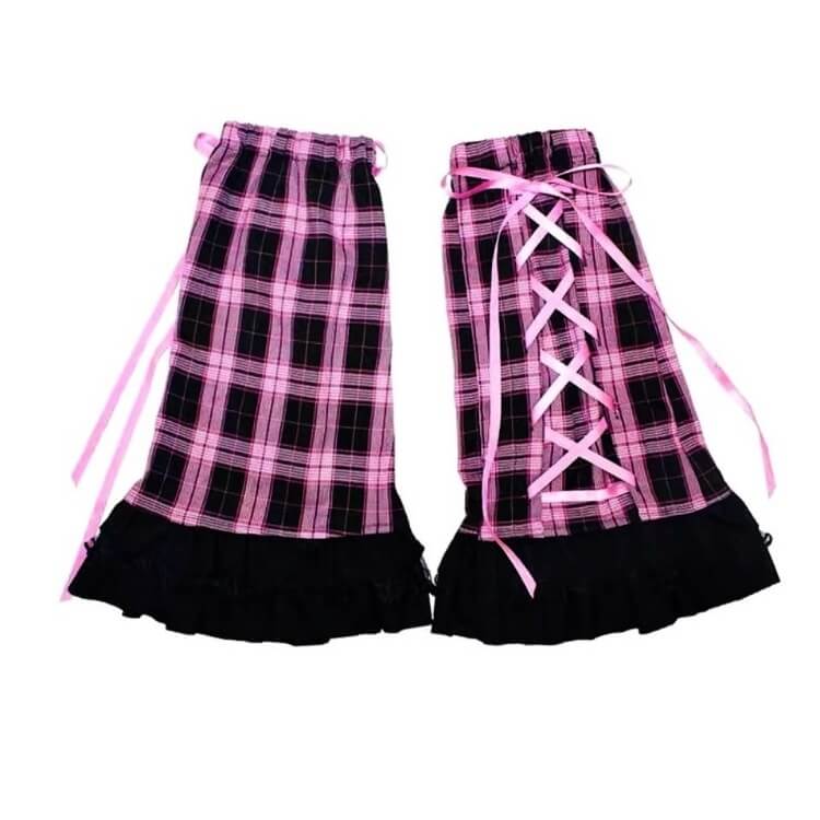 FASHION BLACK PINK RIBBON LEG WARMERS