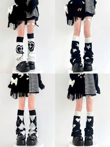 FASHION BLACK WHITE LEG WARMERS