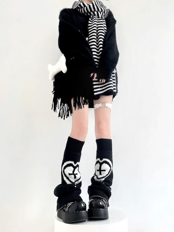 FASHION BLACK WHITE LEG WARMERS