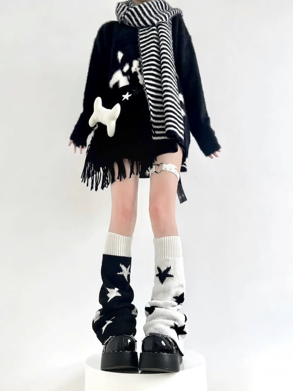 FASHION BLACK WHITE LEG WARMERS